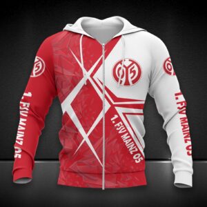 1. FSV Mainz 05 Hoodie Zip Herren | Mainz 05 Kapuzenjacke mit Reißverschluss DDQQA90213